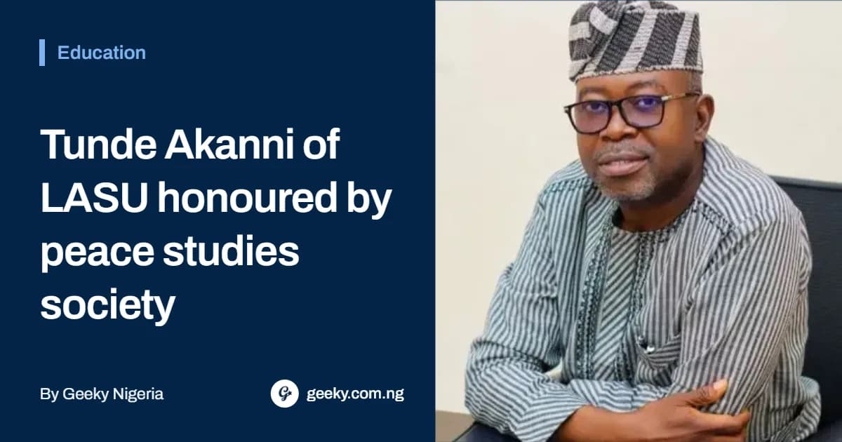 Tunde Akanni of LASU honoured by peace studies society
