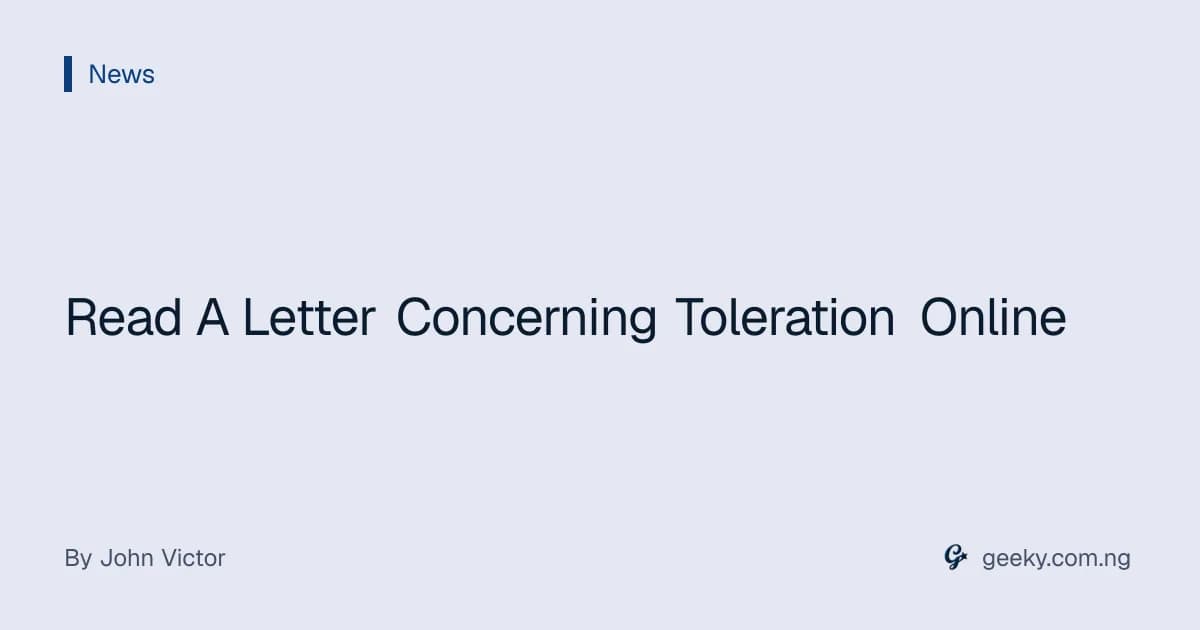 Read A Letter Concerning Toleration Online