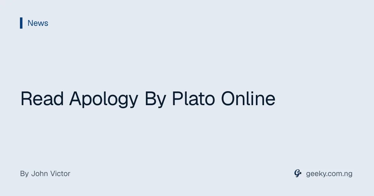 Read Apology By Plato Online