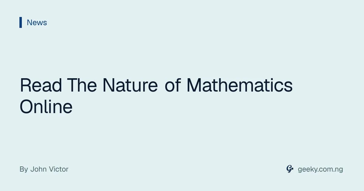 Read The Nature of Mathematics Online