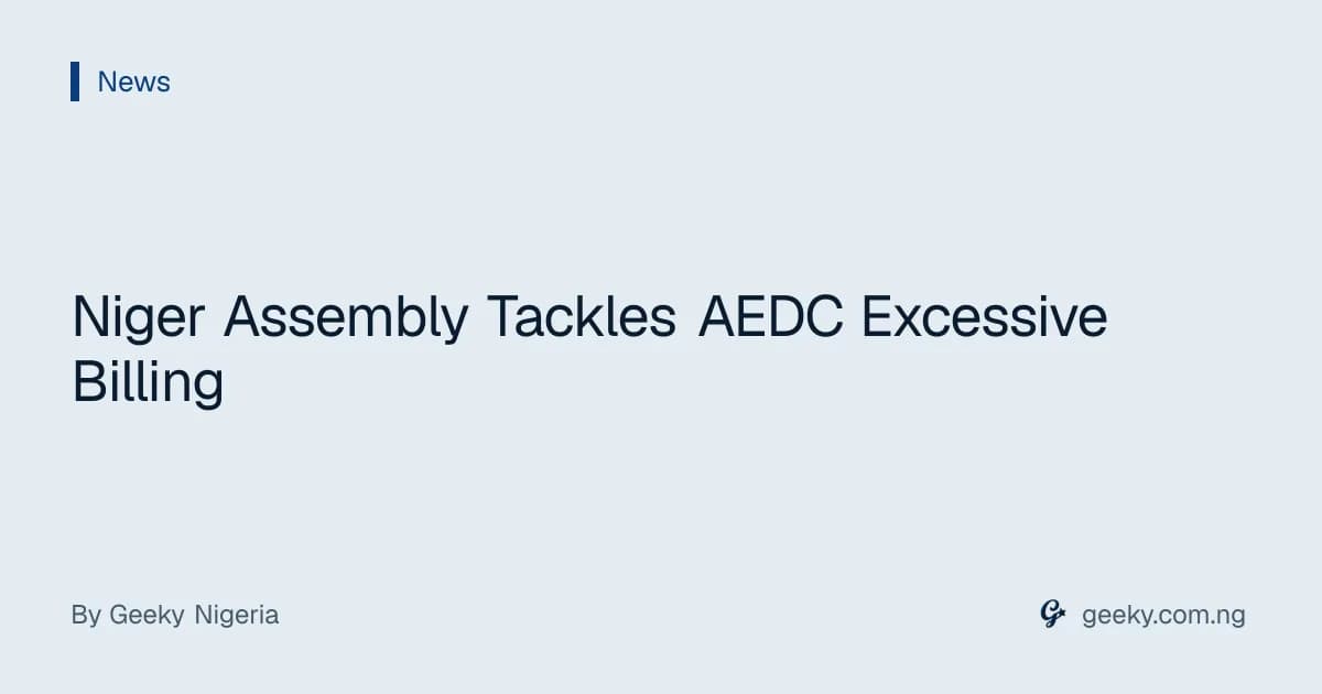 Niger Assembly Tackles AEDC Excessive Billing