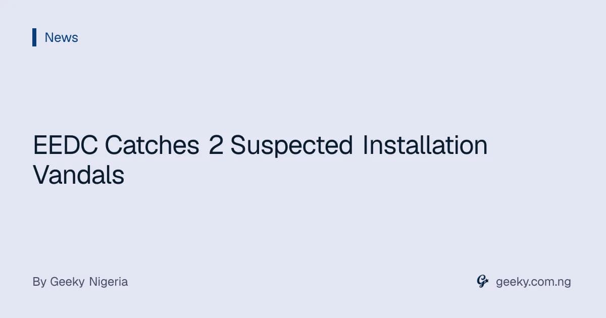EEDC Catches 2 Suspected Installation Vandals