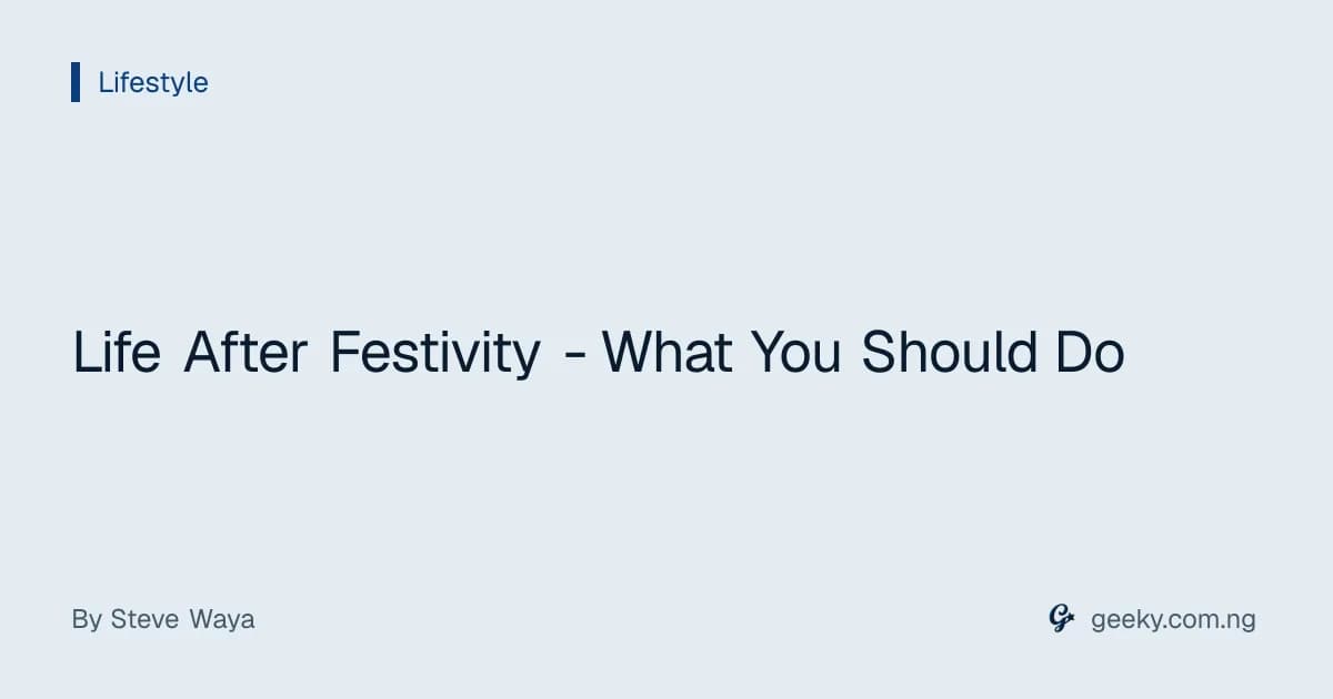Life After Festivity - What You Should Do