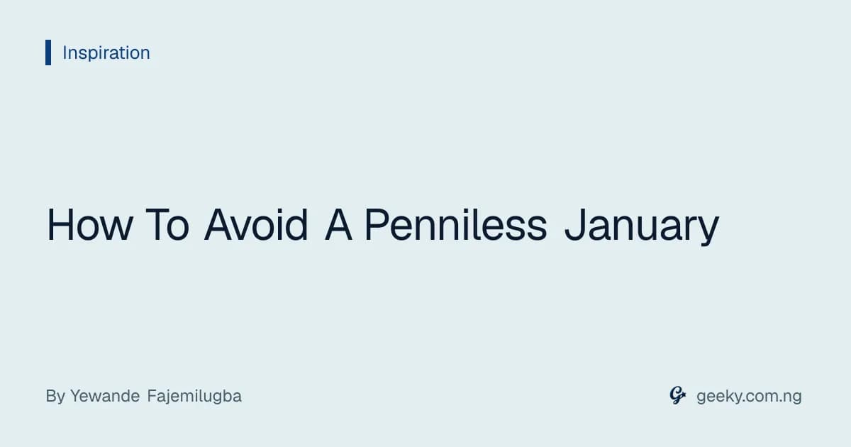 How To Avoid A Penniless January