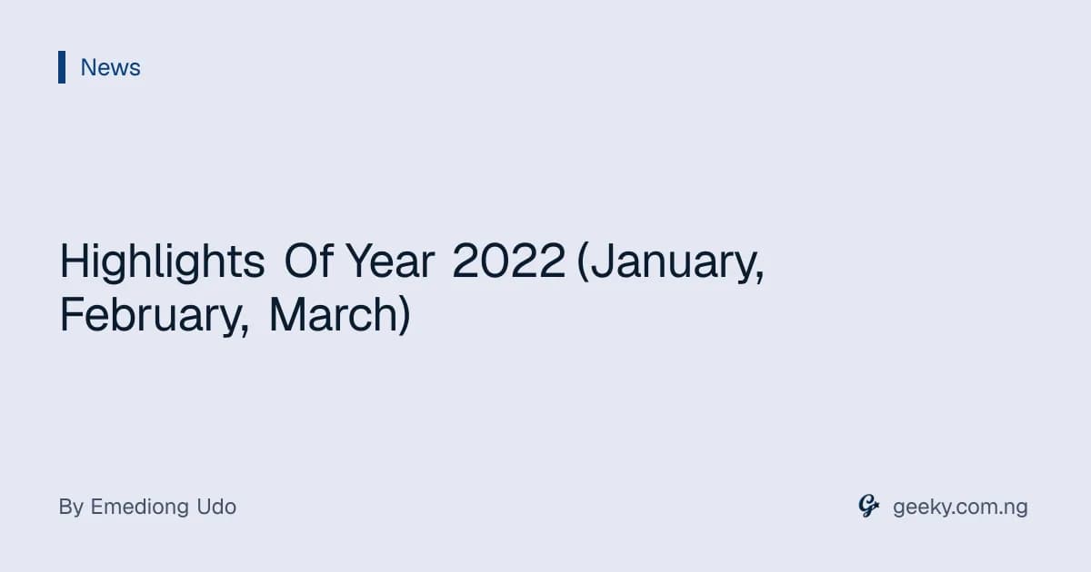 Highlights Of Year 2022 (January, February, March)