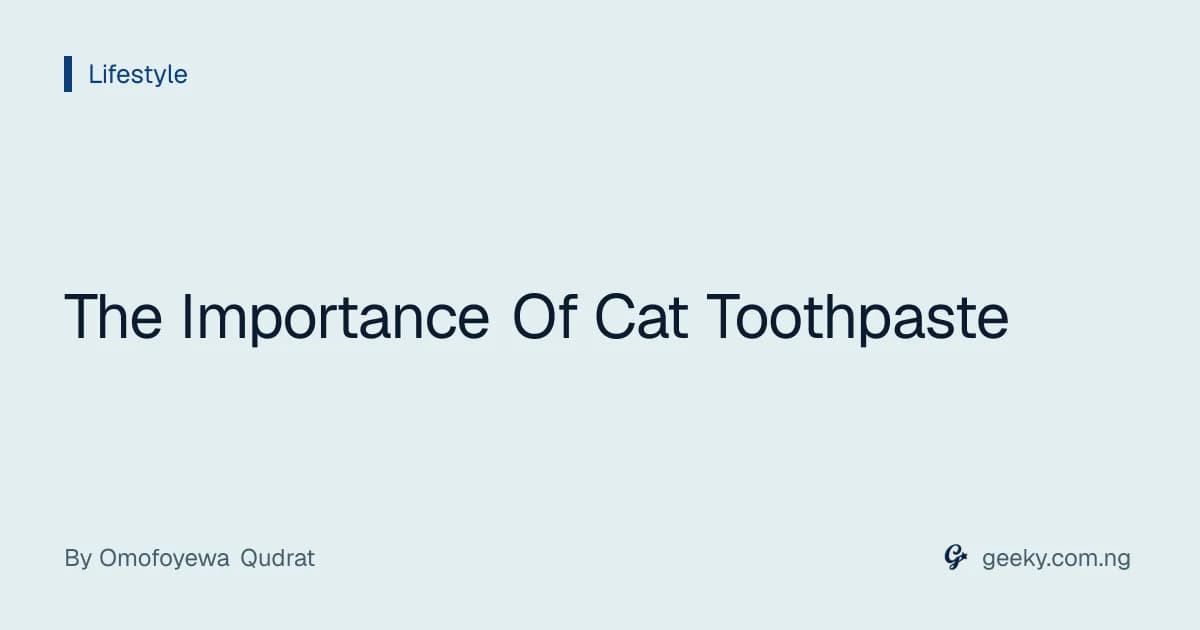 The Importance Of Cat Toothpaste
