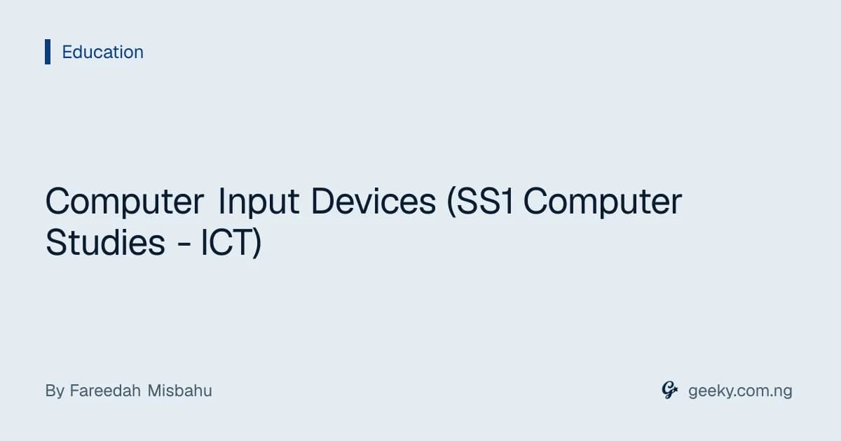 Computer Input Devices (SS1 Computer Studies - ICT)