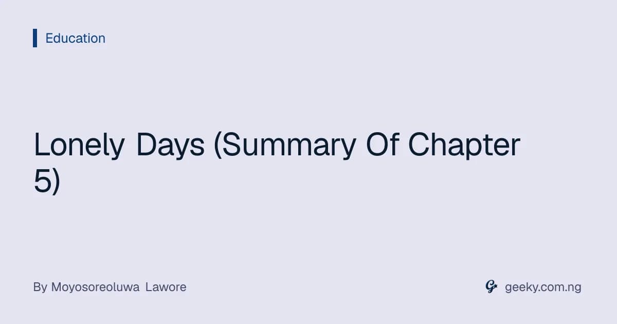 Lonely Days (Summary Of Chapter 5)