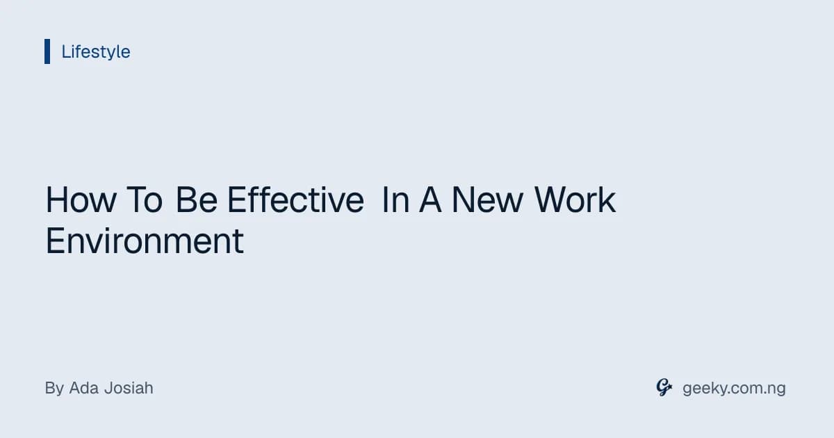 How To Be Effective In A New Work Environment