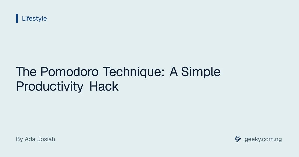 The Pomodoro Technique: A Simple Productivity Hack