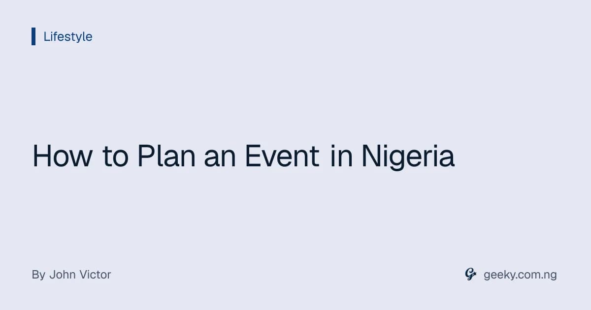 How to Plan an Event in Nigeria