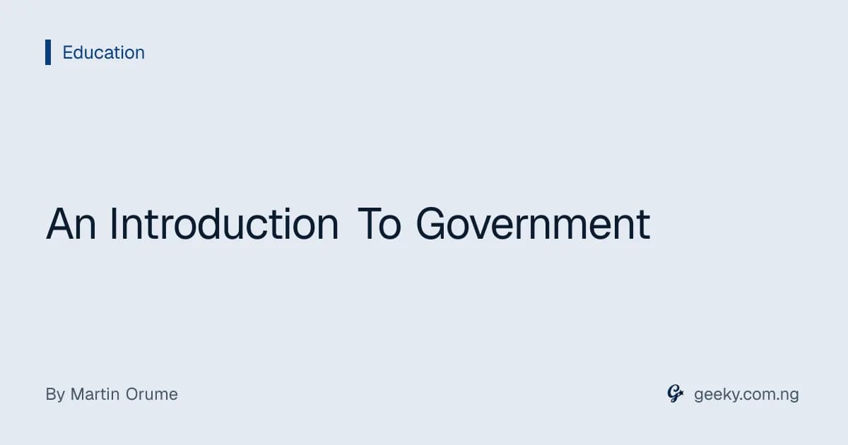 An Introduction To Government
