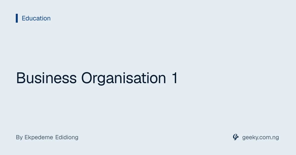 Business Organisation 1