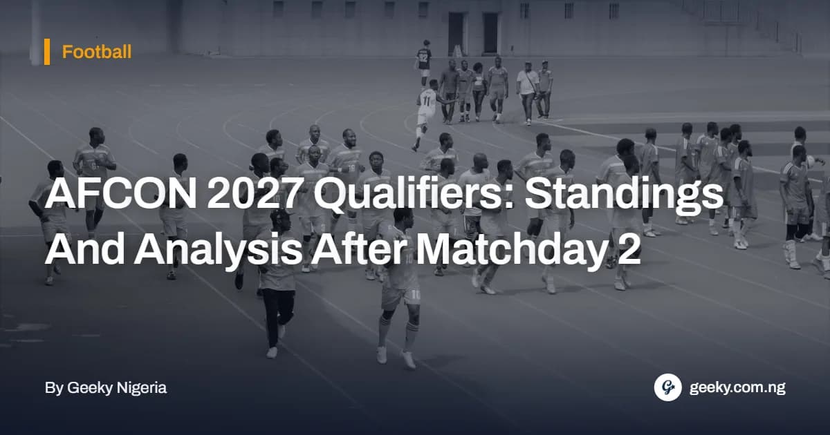 AFCON 2027 Qualifiers: Standings And Analysis After Matchday 2