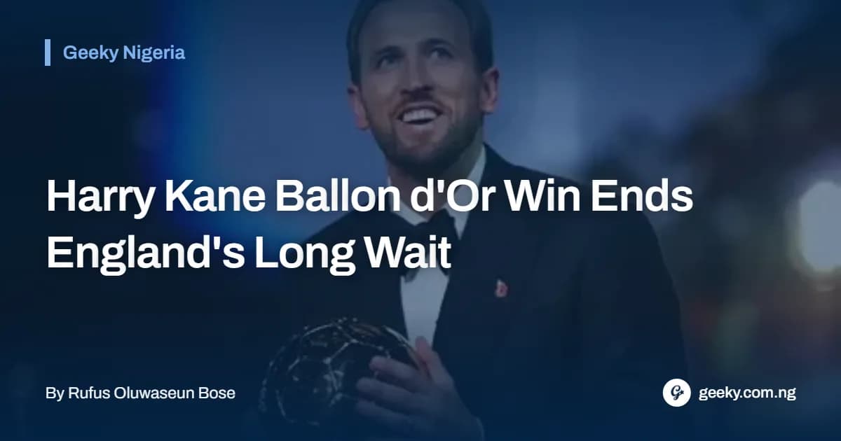 Harry Kane Ballon d'Or Win Ends England's Long Wait