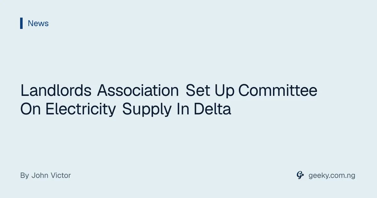 Landlords Association Set Up Committee On Electricity Supply In Delta