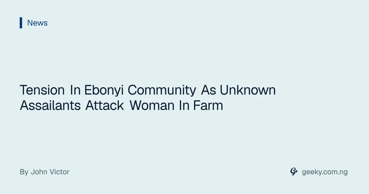 Tension In Ebonyi Community As Unknown Assailants Attack Woman In Farm