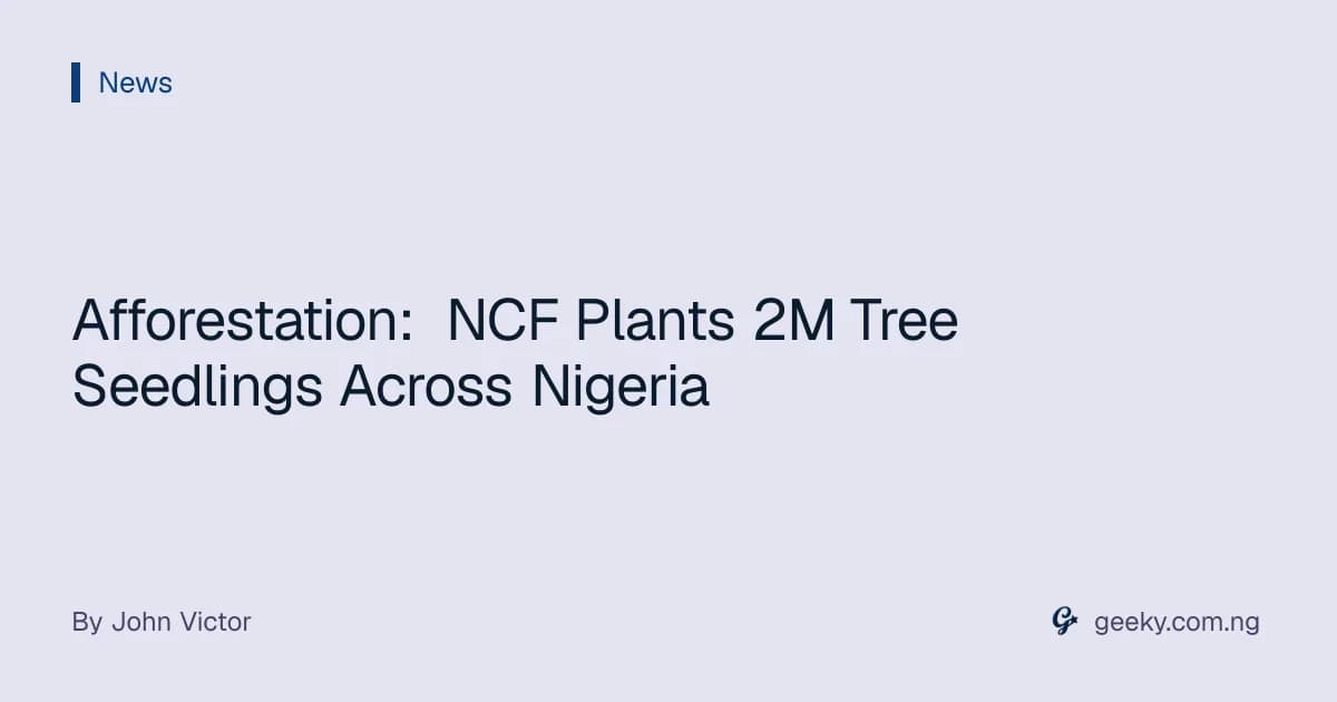 Afforestation: NCF Plants 2M Tree Seedlings Across Nigeria