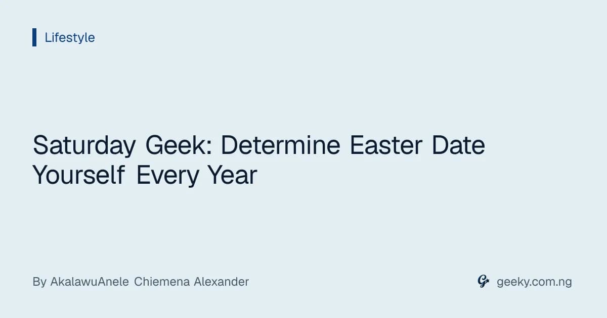 Saturday Geek: Determine Easter Date Yourself Every Year