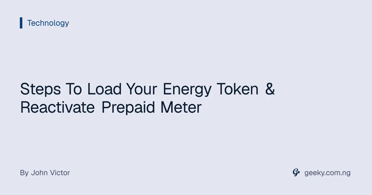 Steps To Load Your Energy Token & Reactivate Prepaid Meter