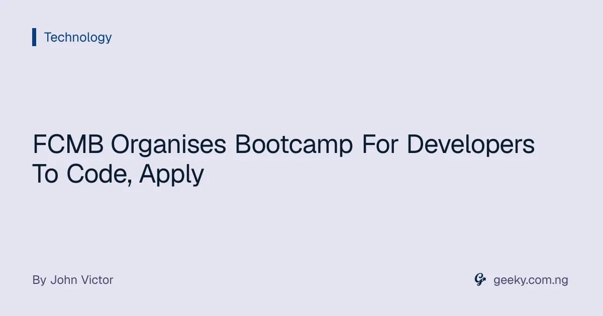 FCMB Organises Bootcamp For Developers To Code, Apply