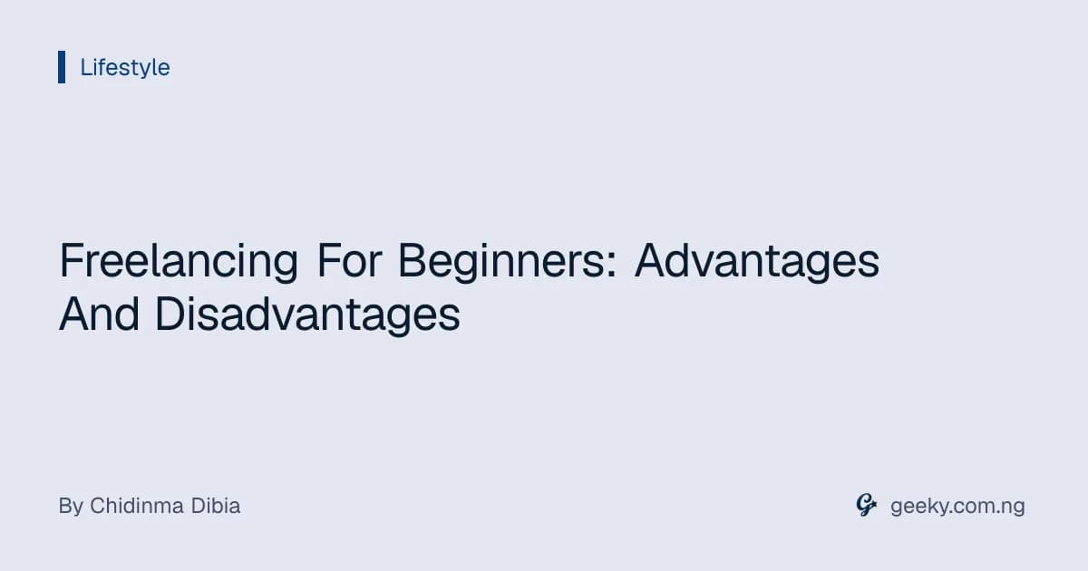 Freelancing For Beginners: Advantages And Disadvantages