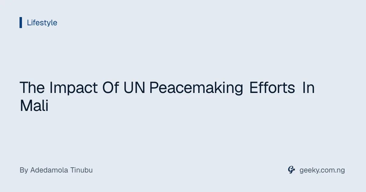 The Impact Of UN Peacemaking Efforts In Mali