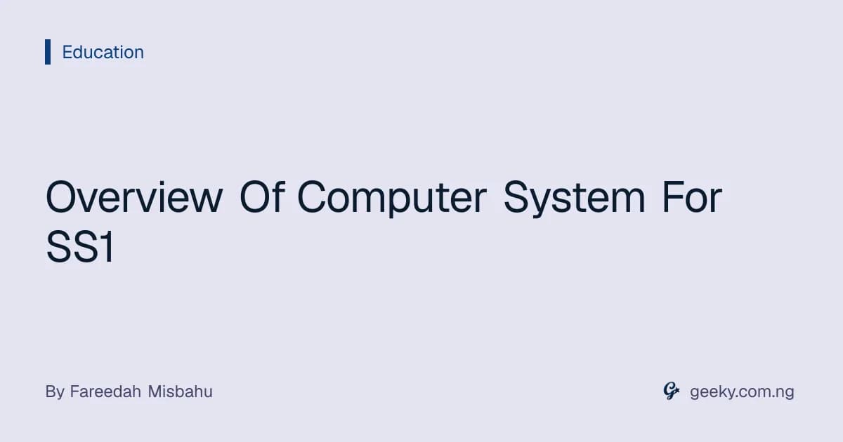 Overview Of Computer System For SS1