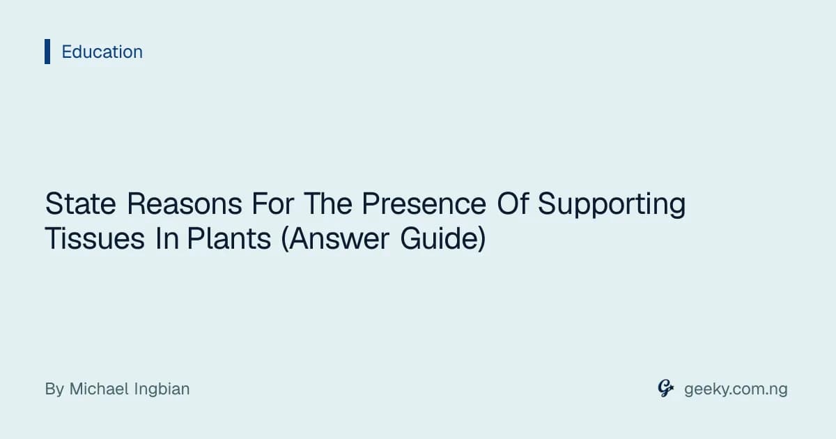 State Reasons For The Presence Of Supporting Tissues In Plants (Answer Guide)
