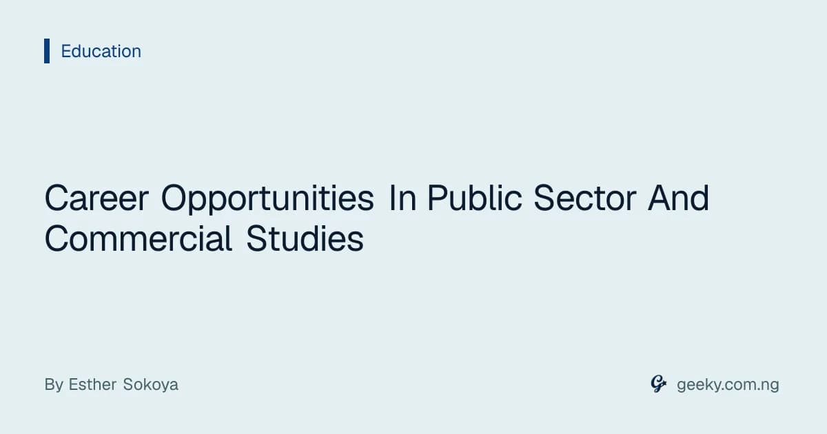 Career Opportunities In Public Sector And Commercial Studies