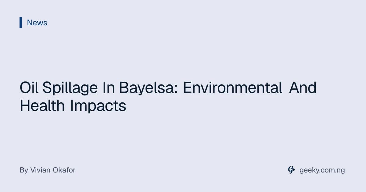 Oil Spillage In Bayelsa: Environmental And Health Impacts