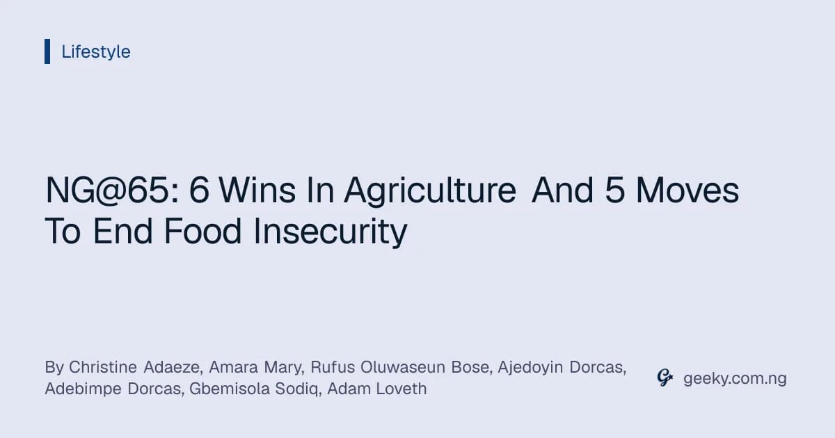 NG@65: 6 Wins In Agriculture And 5 Moves To End Food Insecurity
