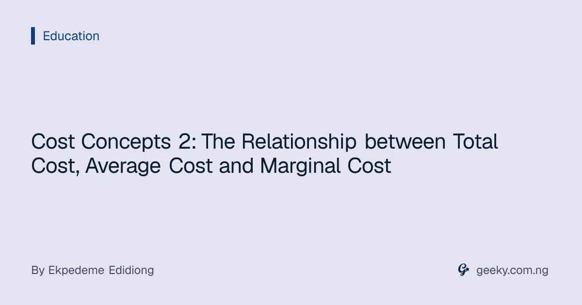 Cost Concepts 2: The Relationship between Total Cost, Average Cost and Marginal Cost