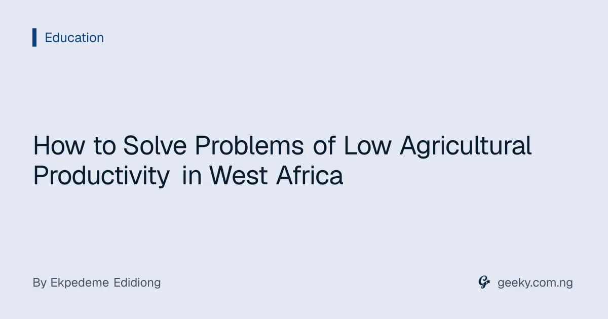 How to Solve Problems of Low Agricultural Productivity in West Africa