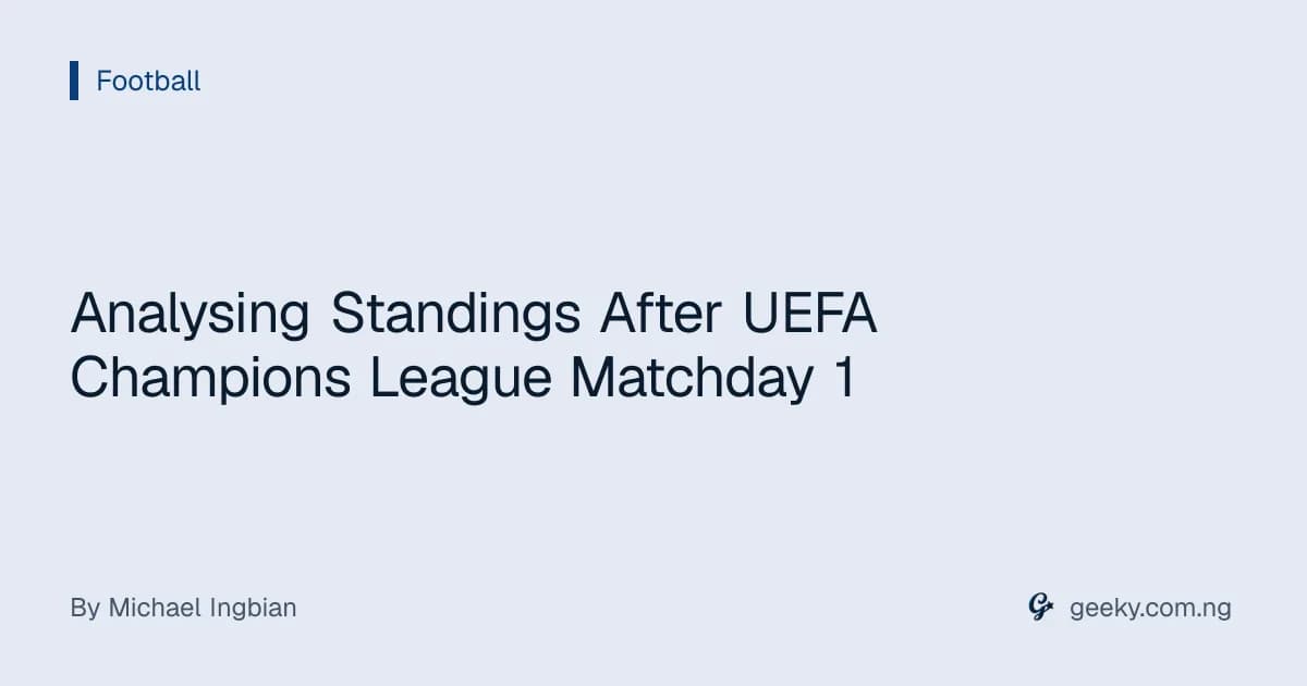 Analysing Standings After UEFA Champions League Matchday 1