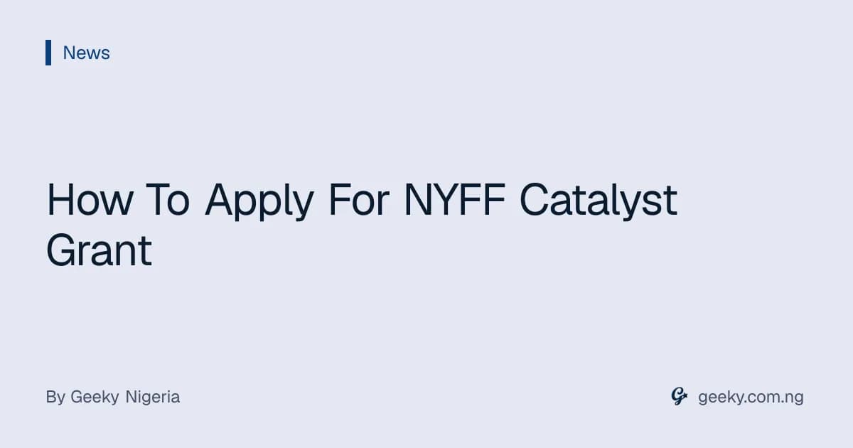 How To Apply For NYFF Catalyst Grant