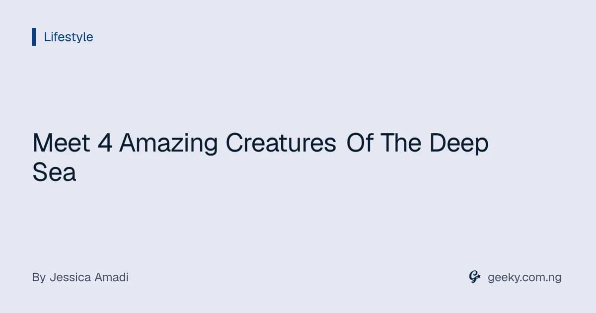 Meet 4 Amazing Creatures Of The Deep Sea