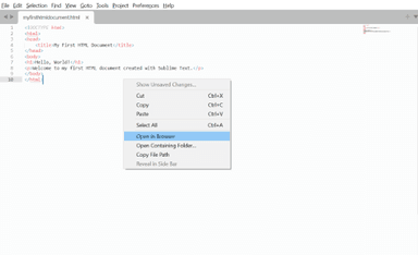 Right click on an empty spce, then tap Open in Browser.