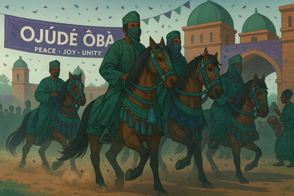 Horse riders entering the palace square